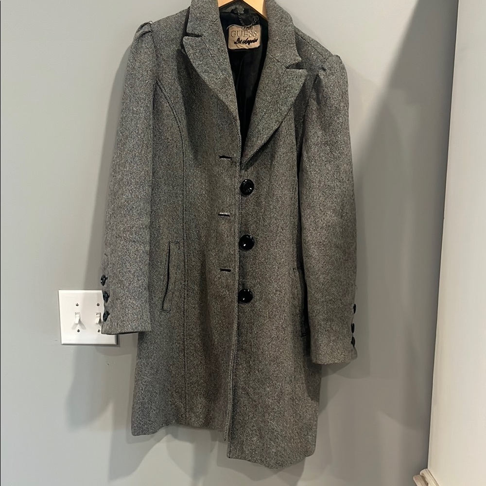 Guess Gray Trench Coat with buttons and belt